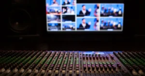 Mezclador y monitor multivisor de un kit de streaming profesional para eventos en directo